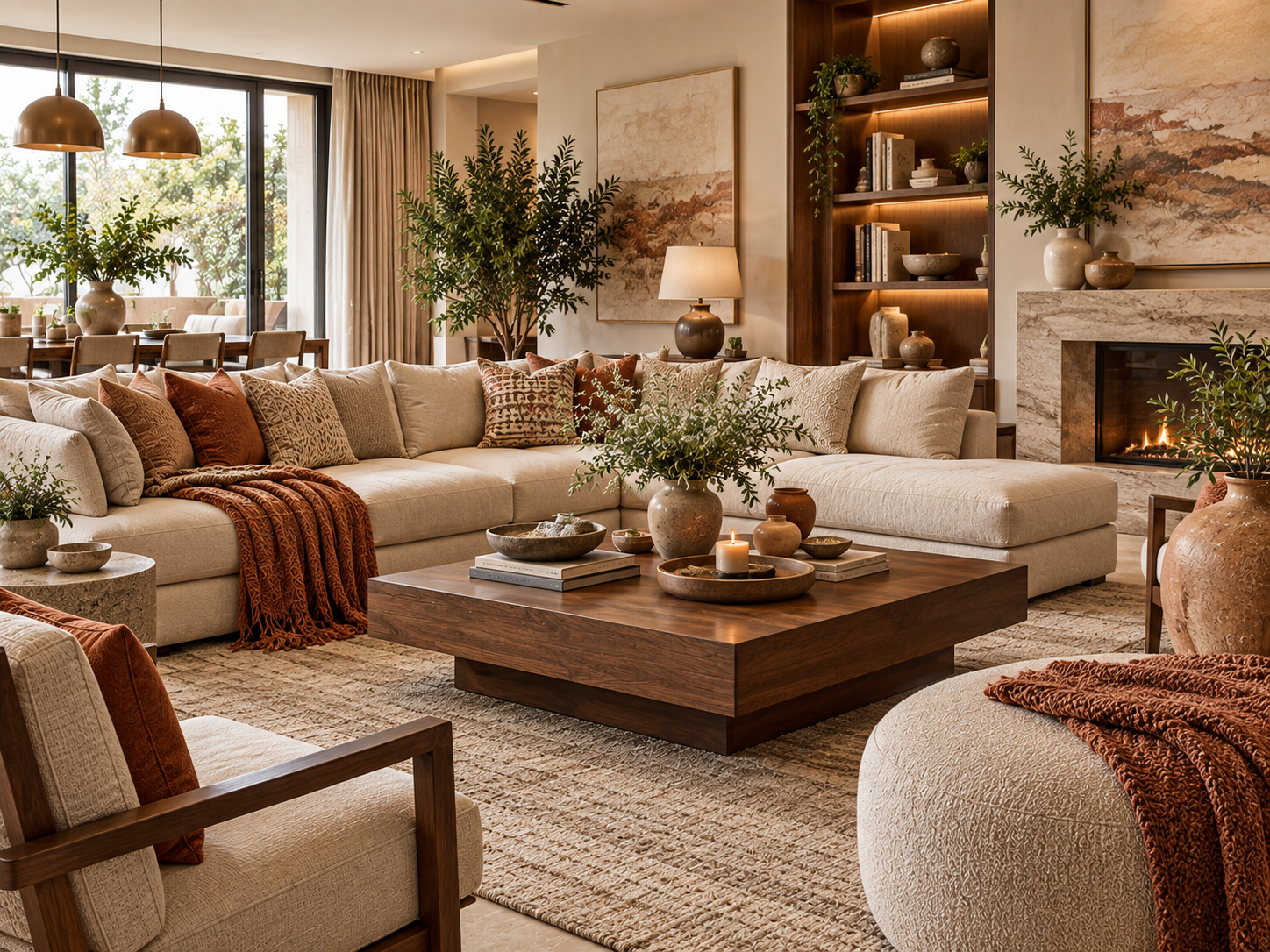 Warm living room decor